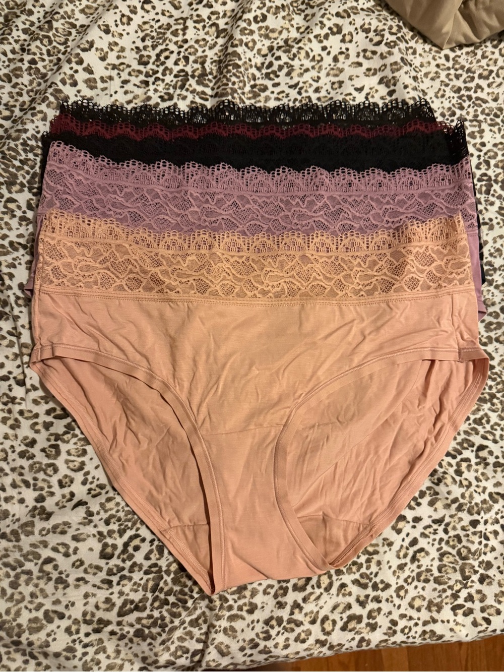 Soma Lace Trim Cotton-Blend Bikini Briefs pack of 5